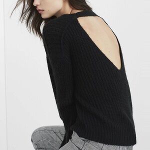 Long Sleeve Marled Open Back Pullover